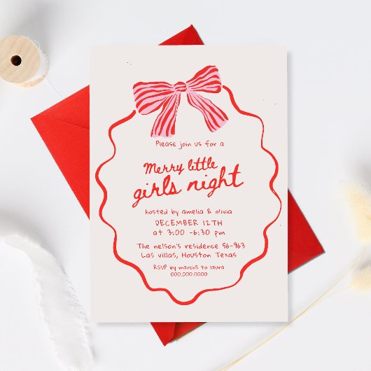 Invitation Nuit de filles joyeuse Noël vacances