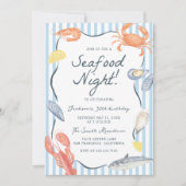 Invitation Nuit de fruits de mer Watercolor Fête d'anniversai (Devant)