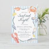 Invitation Nuit de fruits de mer Watercolor Fête d'anniversai (Debout devant)
