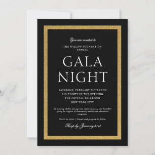 Invitation Nuit de gala élégante noire et dorée