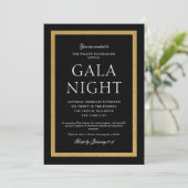Invitation Nuit de gala élégante noire et dorée (Debout devant)