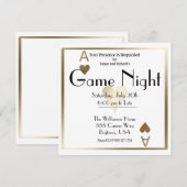 Invitation Nuit de jeu As de cœur en or (Devant / Derrière)