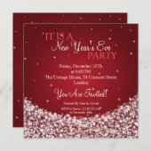 Invitation Nuit de la Soirée du Nouvel An Rouge (Devant / Derrière)