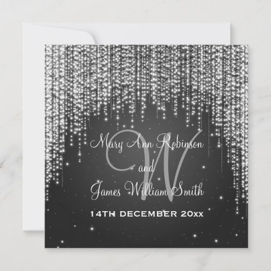 Invitation Nuit de mariage élégante et noire (Devant)