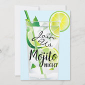 Invitation Nuit de Mojito Menthe Lime Lumière Bleue (Devant)