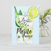 Invitation Nuit de Mojito Menthe Lime Lumière Bleue (Debout devant)