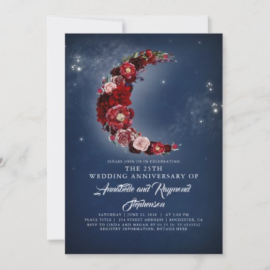 Invitation Nuit de noces et d'anniversaire de mariage fleurs  (Devant)