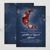 Invitation Nuit de noces et d'anniversaire de mariage fleurs  (Devant / Derrière)