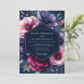 Invitation Nuit de noces Navy & Plum Dramatic Bloom (Debout devant)