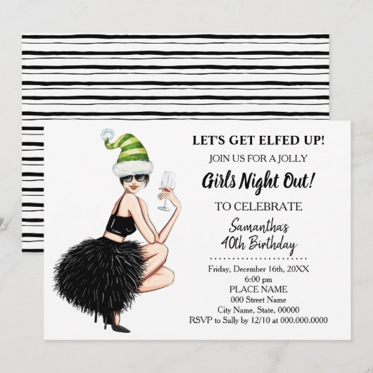 Invitation Nuit de Noël dehors, on se lasse l'Anniversaire (Devant / Derrière)