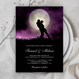 Invitation Nuit de pleine lune Ciel Romantique Couple Mariage