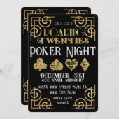 Invitation Nuit de Poker Black & Gold Dice 20s (Devant / Derrière)