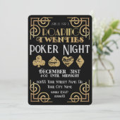 Invitation Nuit de Poker Black & Gold Dice 20s (Debout devant)