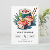 Invitation Nuit de Sushi Whimsical Anniversaire (Debout devant)