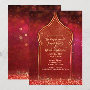 Invitation Nuit d'engagement marocaine rouge et or arabe