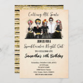 Invitation Nuit des Filles d'Halloween Jour de l'Anniversaire (Devant / Derrière)