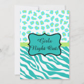 Invitation Nuit des Filles Léopard Blanc Turquoise (Devant)
