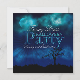 Invitation nuit d'Halloween bleu minuit