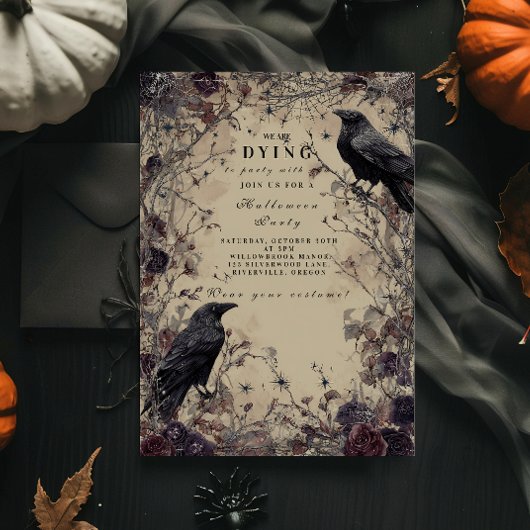 Invitation Nuit d'Halloween de Corbeau gothique