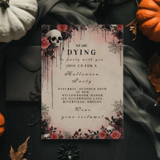 Invitation Nuit d'Haunted Crimson Roses Halloween