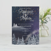 Invitation Nuit d'hiver & Pine Tree Moderne Aquarelle Mariage (Debout devant)