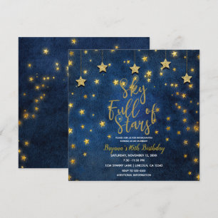 Invitation Nuit d'Or Bleu Sous un Ciel Plein d'Étoiles Célest