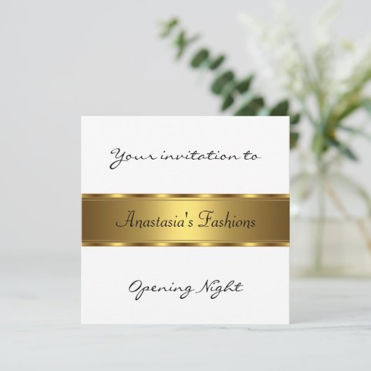Invitation Nuit d'ouverture Blanc Noir Or (Debout devant)