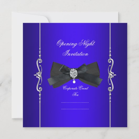 Invitation Nuit d'ouverture Cravate noire Formel Royal Blue (Dos)