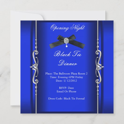 Invitation Nuit d'ouverture Cravate noire Formelle Bleu Argen (Devant)