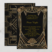 Invitation Nuit du bal de fin d'année, or riche, grand Gatsby (Devant / Derrière)