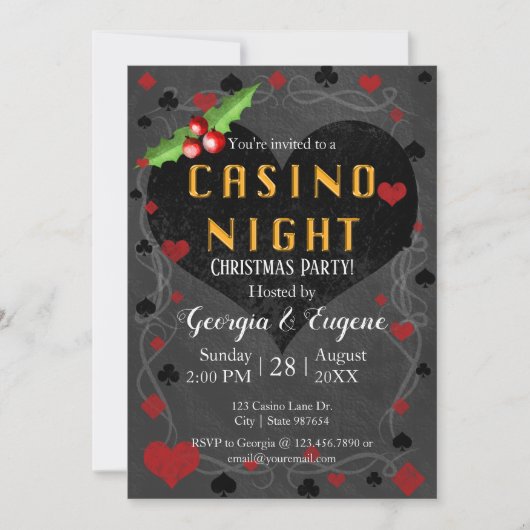 Invitation Nuit du casino de Noël | Las Vegas (Devant)
