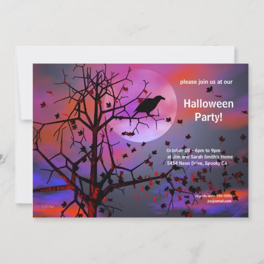 Invitation Nuit du Corbeau de fête d'Halloween (Devant)