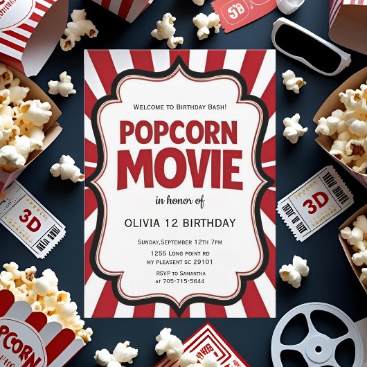 Invitation Nuit du film Popcorn Anniversaire | Fête du Théâtr