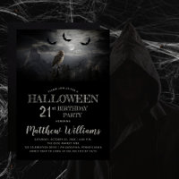Nuit Eerie Owl Bats Halloween 21e fête d'anniversa
