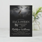 Invitation Nuit Eerie Owl Bats Halloween 30e fête d'anniversa (Debout devant)