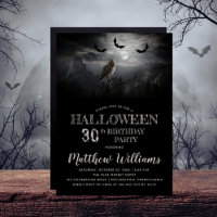 Nuit Eerie Owl Bats Halloween 30e fête d'anniversa