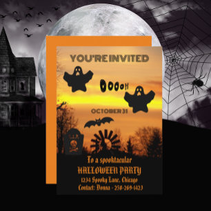 Invitation Nuit Éffrayante d'Halloween noir et orange