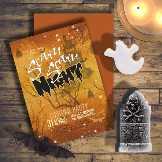 Invitation Nuit effrayante Halloween Orange ID946