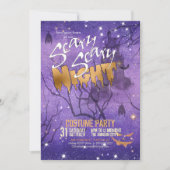 Invitation Nuit effrayante Halloween violet ID946 (Devant)