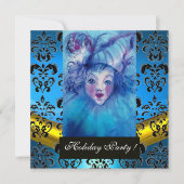 Invitation NUIT EN BLEU, OR NOIR DAMASK MONOGRAM, Sapphire (Devant)