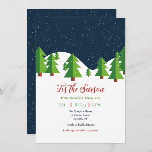 Invitation Nuit enneigée (Devant / Derrière)