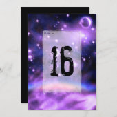 Invitation Nuit étoile Arc-en-ciel Imaginaire doux 16 Anniver (Devant / Derrière)