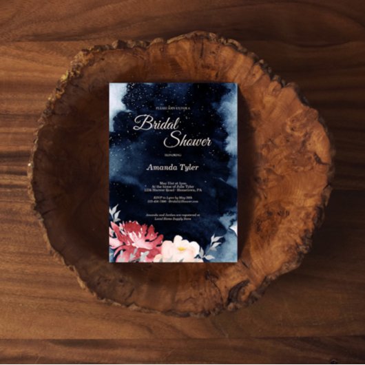 Invitation Nuit étoile Floral Incitation Douche nuptiale