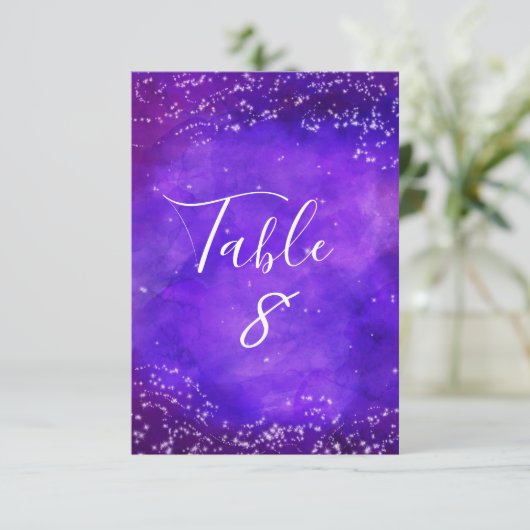 Invitation Nuit étoile Galaxy Aquarelle Numéros de tableau (Debout devant)