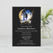 Invitation Nuit étoile mariée silhouette noir bleu (Debout devant)