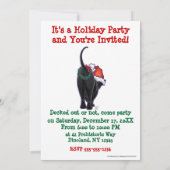 Invitation Nuit étoile Noir Chat Noël (Dos)