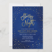 Invitation Nuit étoilée bleu aquarelle or faux danse scolaire (Devant)