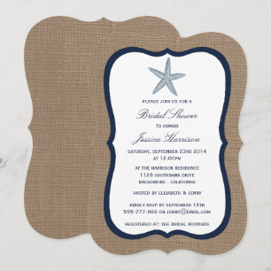 Invitation Nuit étoilée de mer sur toile de jute pour douche