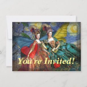 Invitation Nuit étoilée Demoiselles Rococo Ailes de Papillon