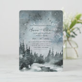 Invitation Nuit étoilée | Mariage d'aquarelle de forêt (Debout devant)